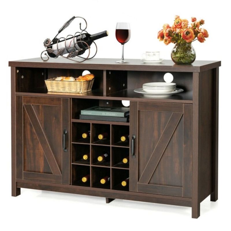 Hivvago Rustic Espresso Detachable 9 Bottle Wine Rack Kitchen Buffet Storage Cabinet