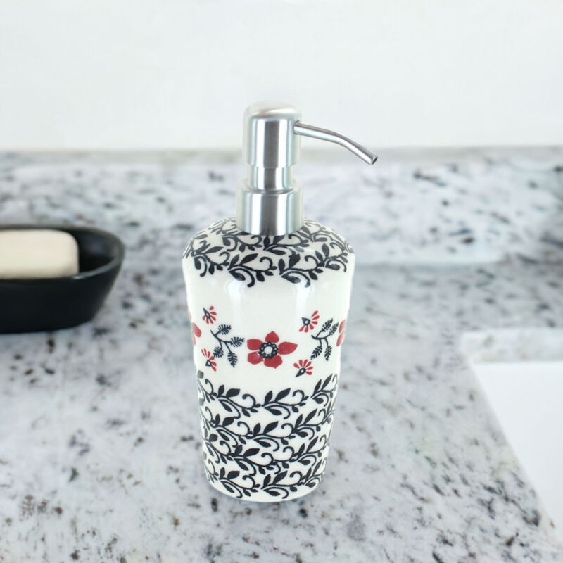 Blue Rose Polish Pottery Periwinkle Soap Dispenser