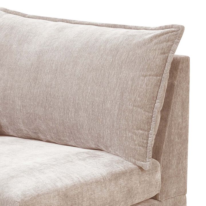 Rio 33 Inch Modular Single Arm Corner Chair, 2 Lumbar Cushions, Blush Pink