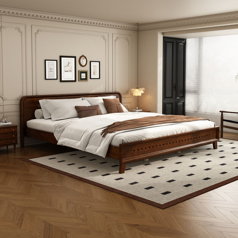 Fedhix solid pine wood king size bed frame image number 2