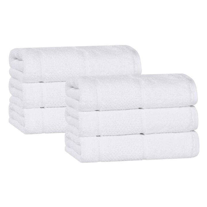 6 Piece Hand Towel Set in Viscose Cotton Blend with Textured Design