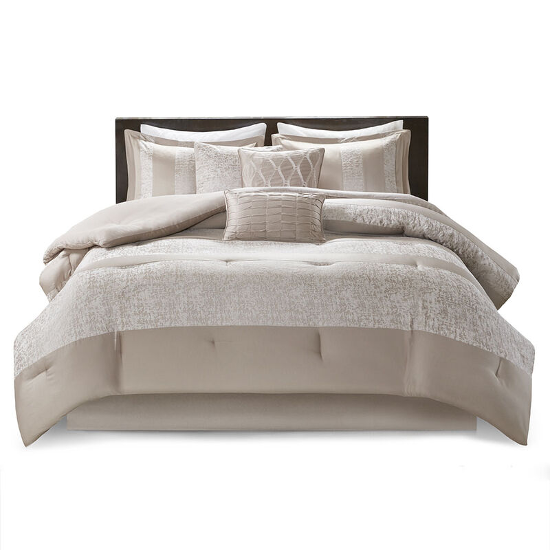 Gracie Mills Donnie 7-Piece Chenille Jacquard Comforter Set