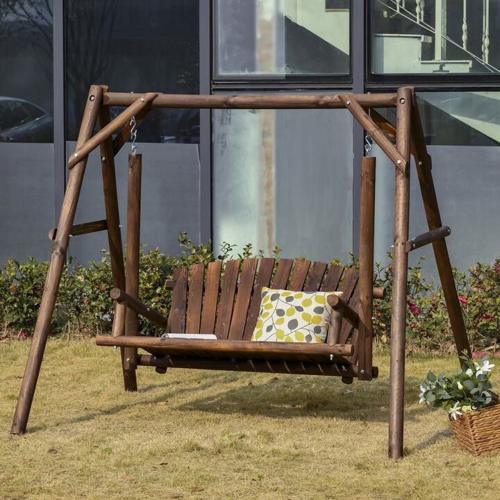 Hivvago Outdoor & Indoor Wooden Swing Bench, 2-Seater