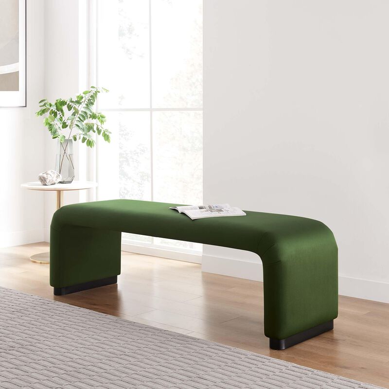 Modway EEI-6734-BRA-CAB Koda Performance Velvet Waterfall Long Bench, Brass Cadet Blue image number 1