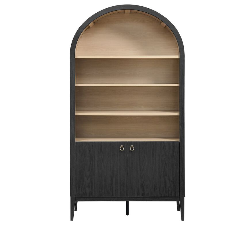 Nolan 74" Tall Wide Arched Storage Display Cabinet Bookshelf image number 9