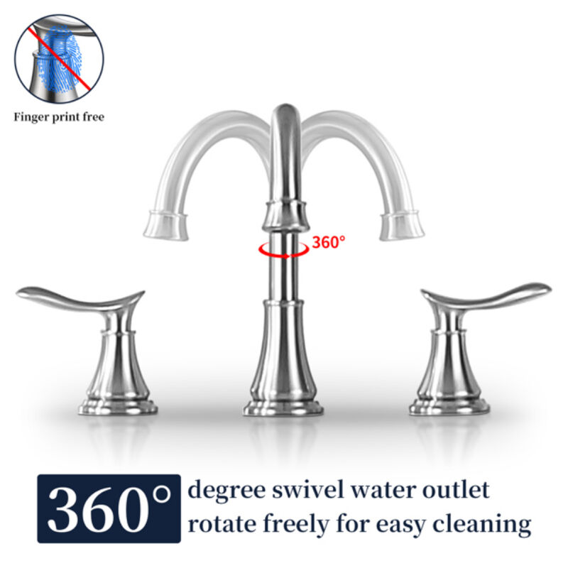 Widespread Bathroom Faucet, 2-Handle 3-Hole Sink Faucet for Modern Vanity & Bath D&eacute;cor image number 2