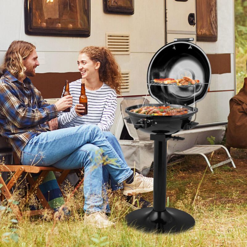 Hivvago 1600W Portable Electric BBQ Grill with Removable Non-Stick Warming Rack