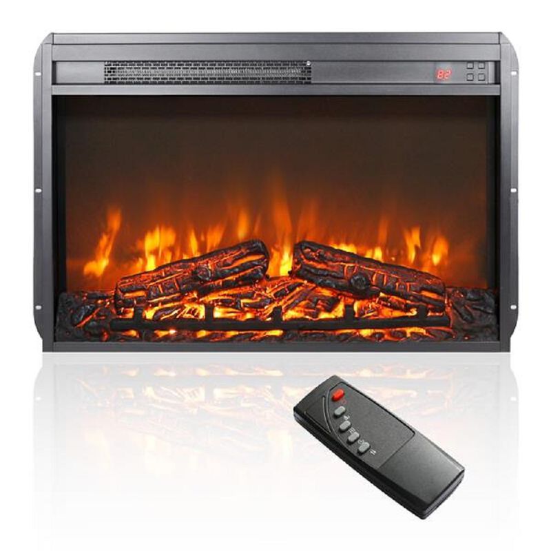 Wall-Mounted Electric Fireplace with Realistic Logs Remote and Timer