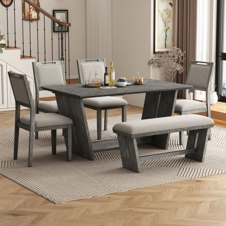 Jazik Vintage Rustic Rectangular Dining Set