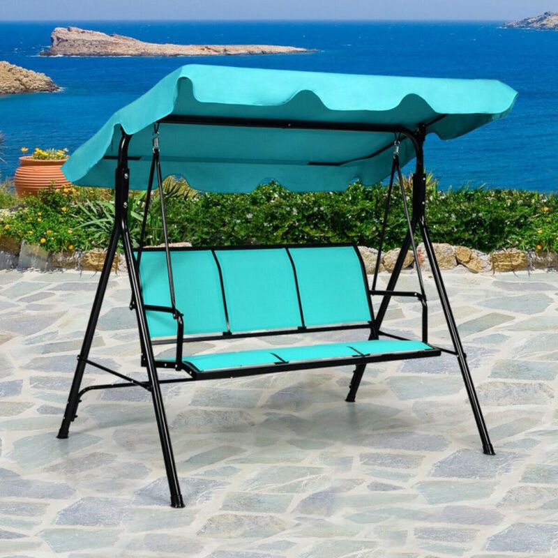 Hivvago 3 Person Steel Frame Patio Swing with Polyester Angle and Adjustable Canopy