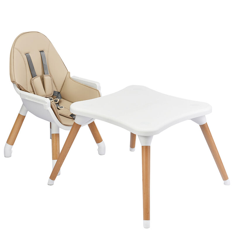 5-in-1 Baby Eat and Grow Convertible Wooden High Chair with Detachable Tray