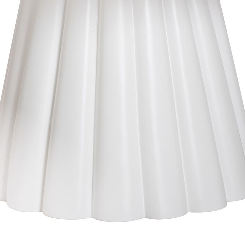 bali & pari Parvana Round Coffee Table with Fluted Pedestal Base - Contemporary White Resin Accent Table for Living Room