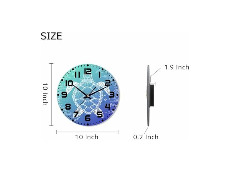 Underwater Sea Turtle Retro Line Wall Clock 10 Inch Silent Non Ticking image number 1