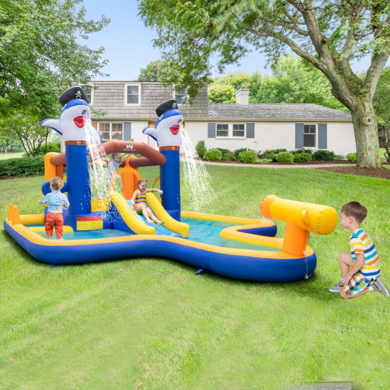 Hivvago 7-In-1 Water Slide Park with Splash Pool and Water Cannon without Blower