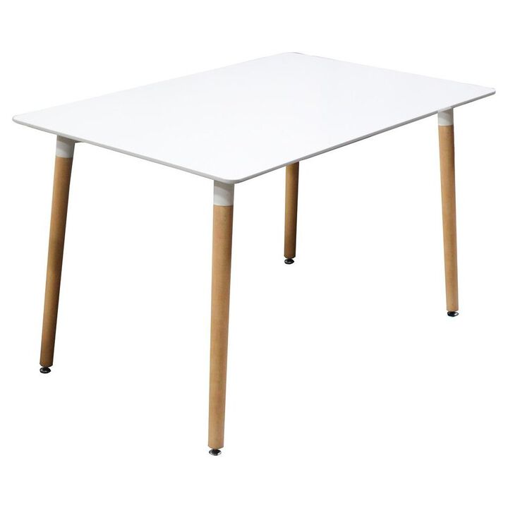 Best Master Mirage Modern Solid Wood Dining Table in White