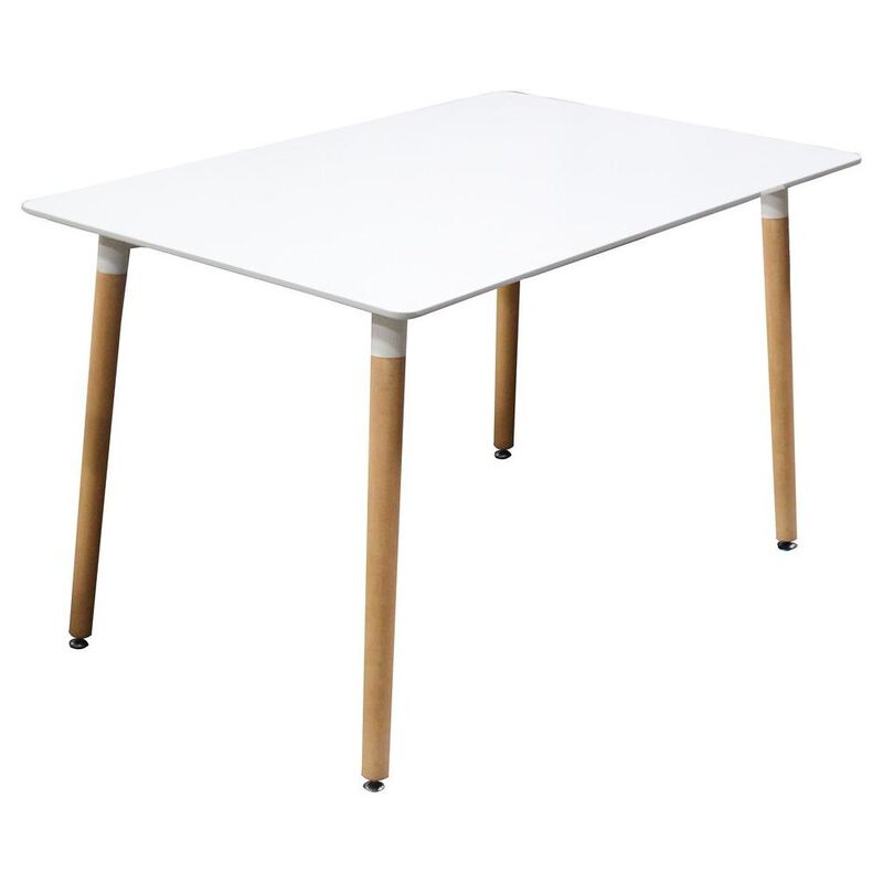 Best Master Mirage Modern Solid Wood Dining Table in White