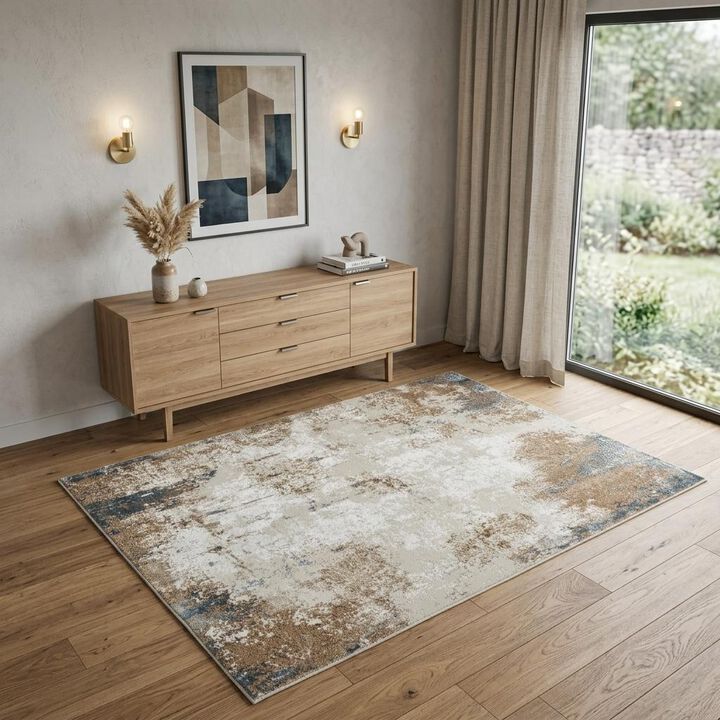 HomeRoots Abstract Distressed Non Skid Area Rug