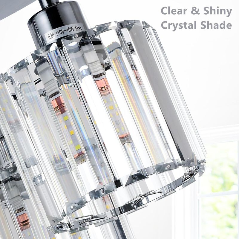 ELEMENT ACE 3-Light Semi Flush Mount Ceiling Light Fixture with Clear Crystal Shades for Kitchen Entryway Bedroom Bathroom Foyer Hallway Living Room image number 6