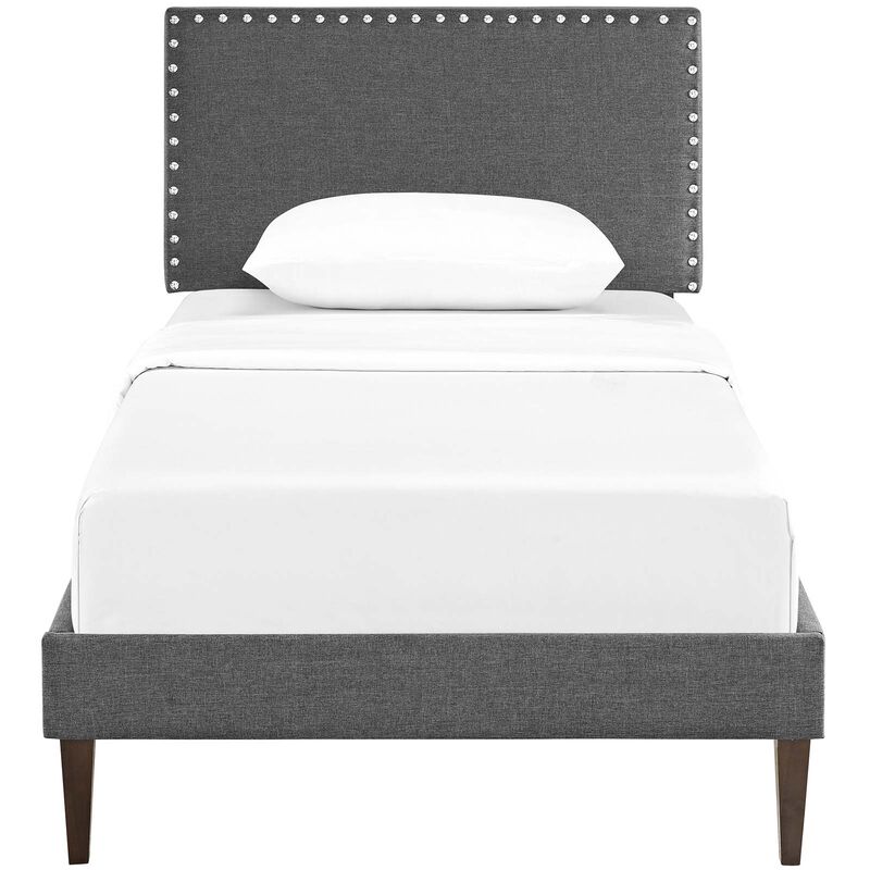 Modway - Macie Twin Fabric Platform Bed with Squared Tapered Legs Gray