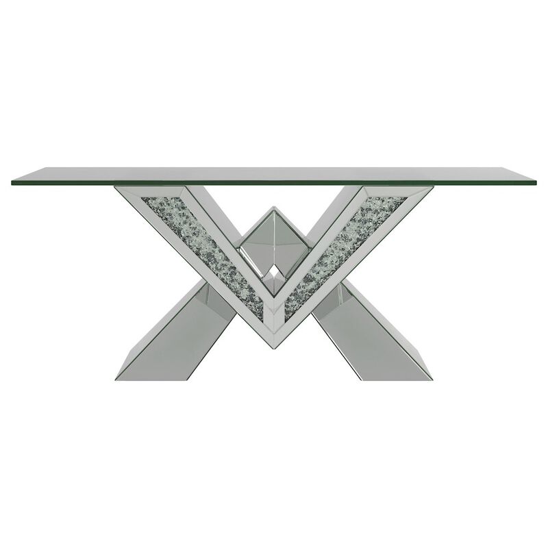 Coaster Co. of America Taffeta Glass Top Mirrored Acrylic Coffee Table Silver