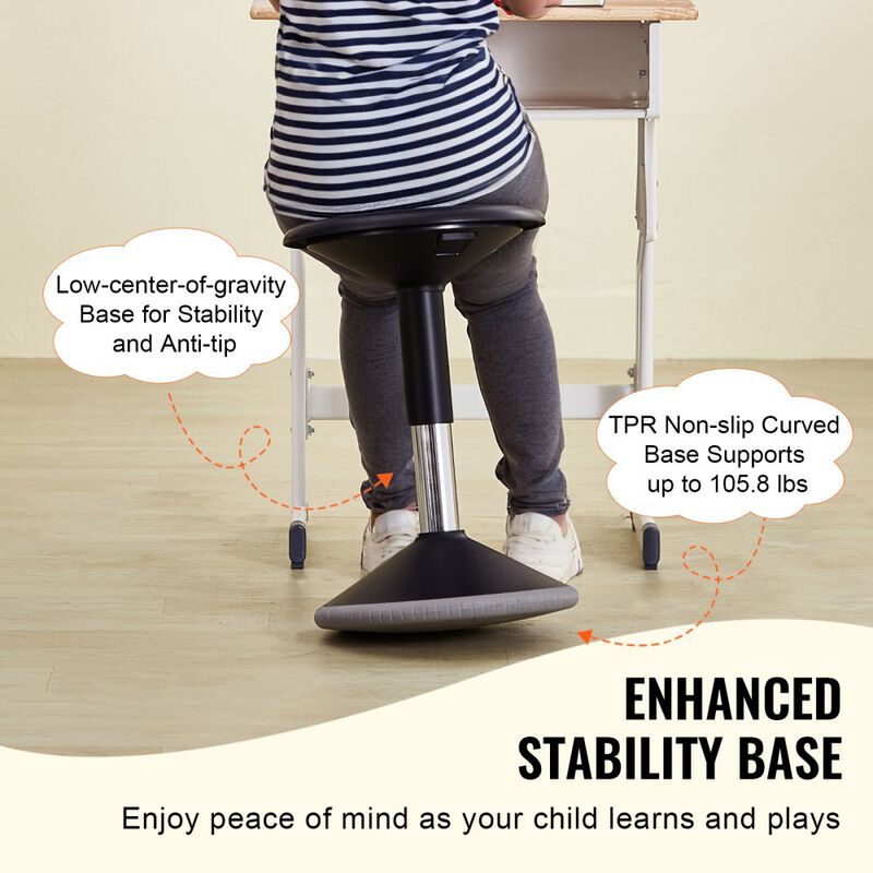 Active Wobble Chair Height Adjustable Flexible Stool for Classroom Office and Home-Black image number 5