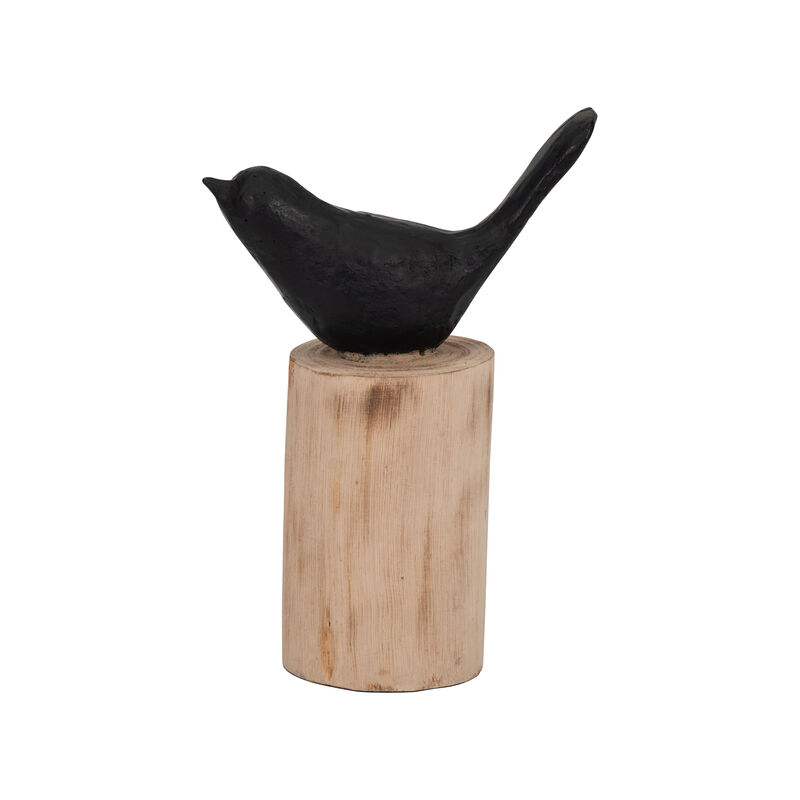 Bird Perched on Log Figurine