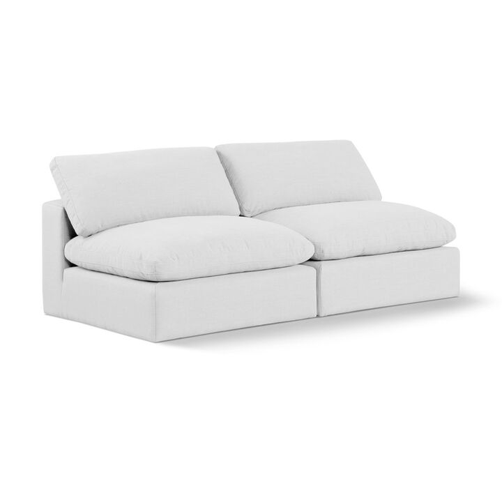 Meridian Furniture Comfy White Linen Textured Fabric Modular Sofa