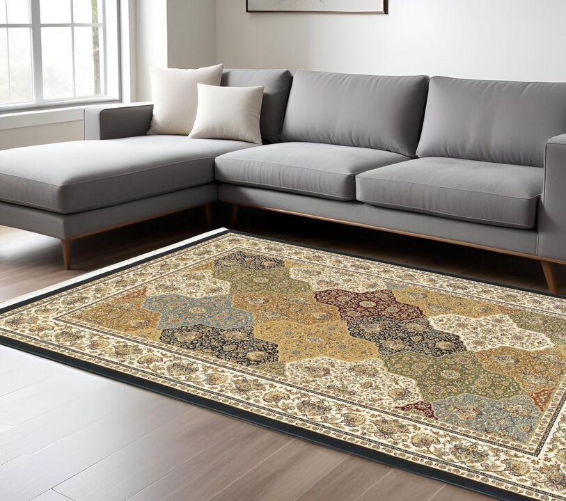 HomeRoots Oriental Runner Rug With Fringe