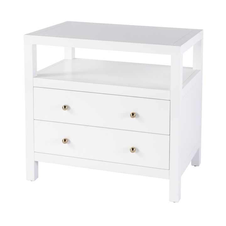 Butler Specialty Nora 2-Drawer Wide Nightstand, White