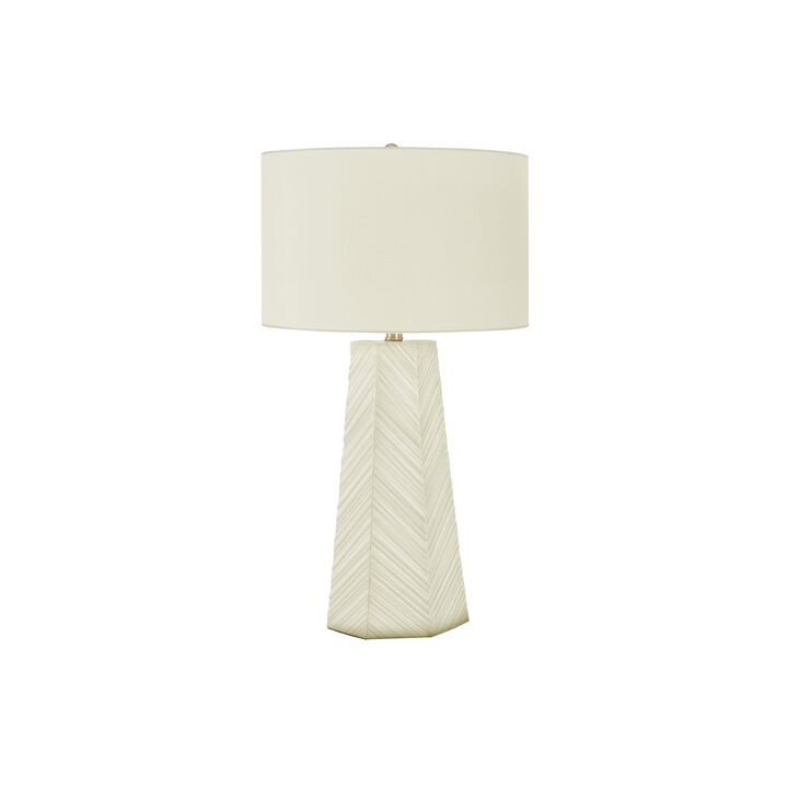 Monarch Specialties I 9614 - Lighting, 29"H, Table Lamp, White Ceramic, Ivory / Cream Shade, Contemporary