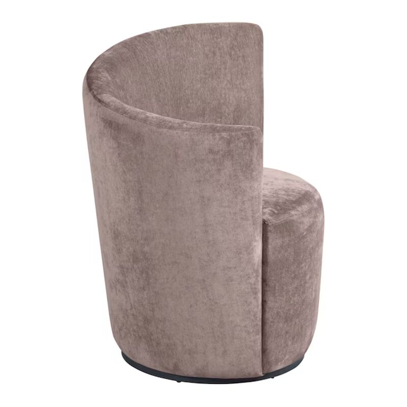 Gecy Swivel Accent Chair, Mauve Pink Velvet Upholstery, Curved Back image number 3