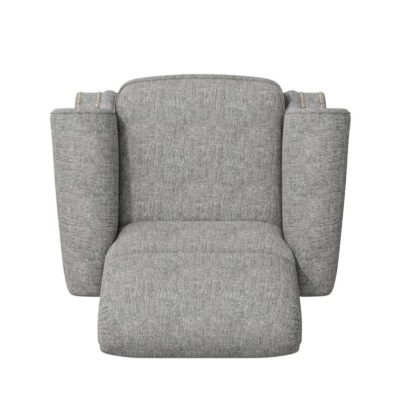 ProLounger Bustle-Back Pushback Recliner with Nailheads in Grey Chenille