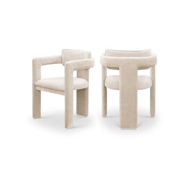 Meridian Furniture Brenda Beige Chenille Fabric Dining Chair, Set of 2