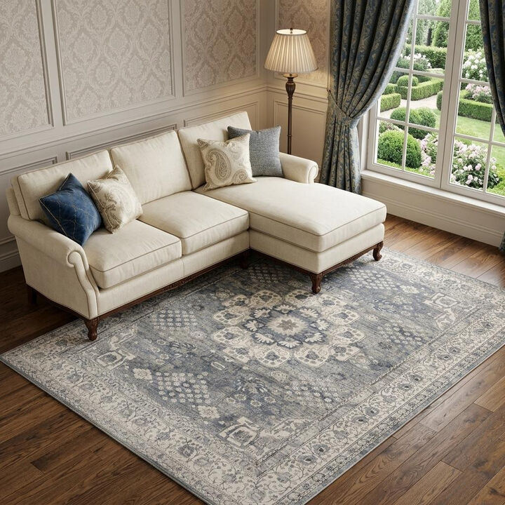 HomeRoots Medallion Power Loom Area Rug