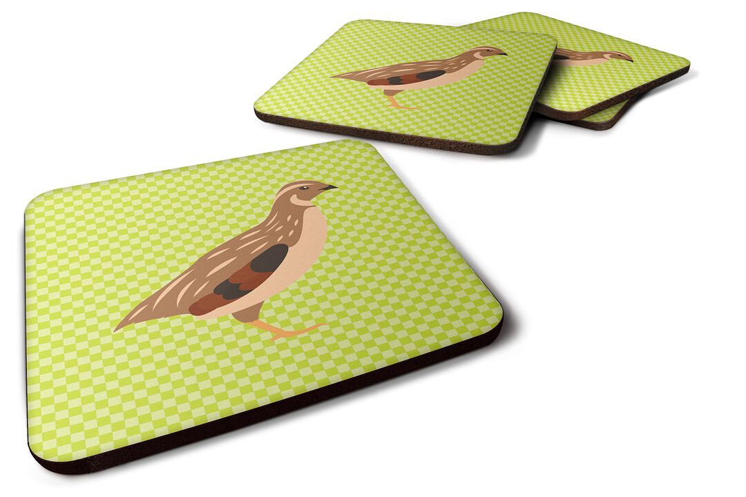 Caroline's Treasures Golden Phoenix Quail Green Decorative Coasters, 3.5, Multicolor