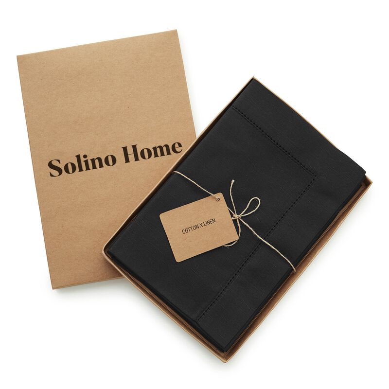 Solino Home Cotton Linen Hemstitch Dinner Napkins &ndash; Set of 4, 20 x 20 in, Machine Washable, Holiday and Everyday Dining