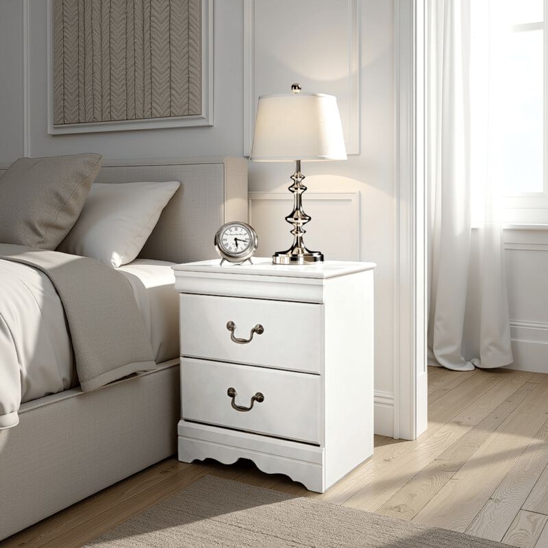 Roso Wide Dresser, Classic White, 25 Inch, 2 Drawers, Pewter Handles