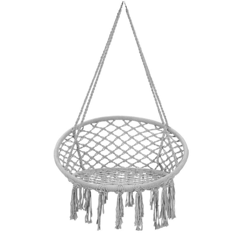 Hanging Macrame Hammock Chair with Handwoven Cotton Backrest image number 1