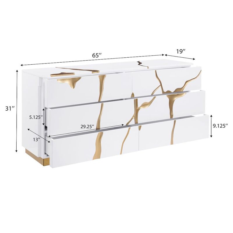 Lacquered Dresser with Striking Crack Accents Base image number 6