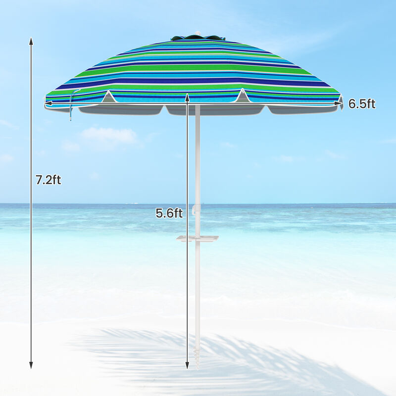 Portable Beach Umbrella with Sand Anchor & Tilt Adjustment &ndash; UV Sun Protection