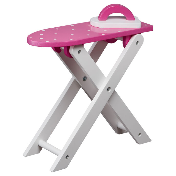 Olivia's Little World Little Princess Dolls Ironing Board and Iron for 18" Dolls, Pink/White
