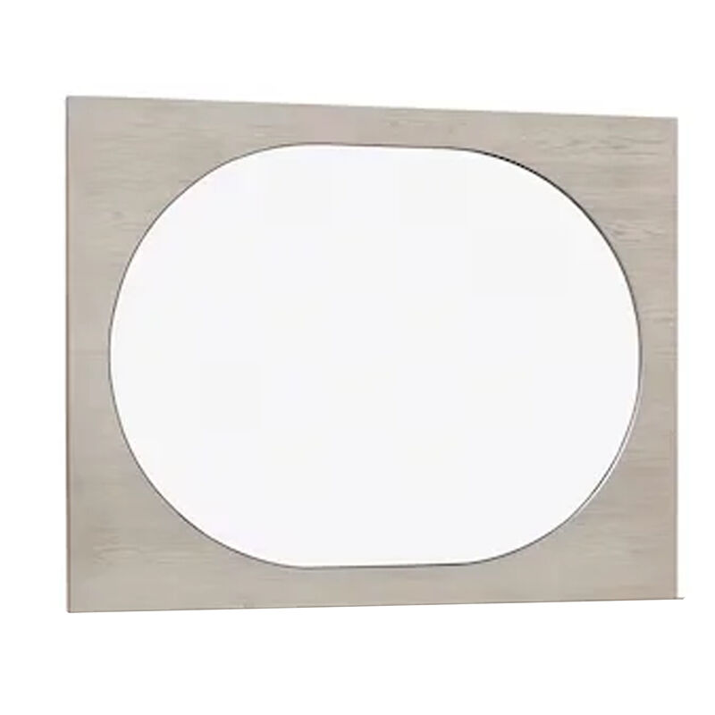 Celly Mirror, Round Beveled Edges, White Oak Solid Rubberwood 36x46