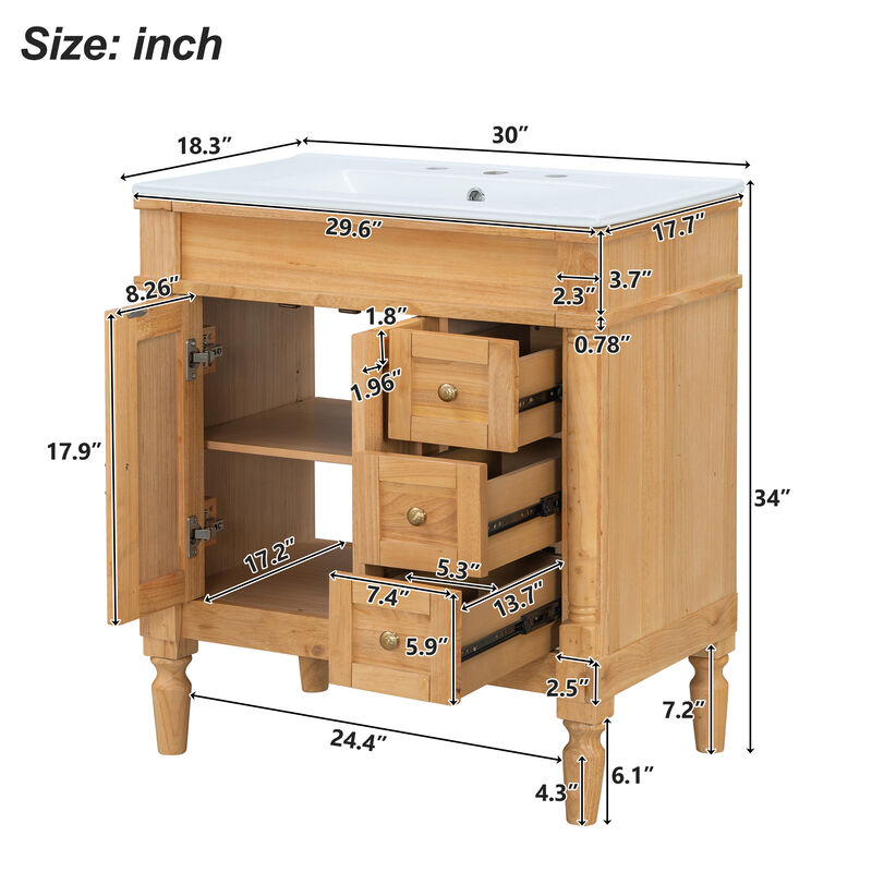 Famref 30-Inch Modern Bathroom Vanity image number 8