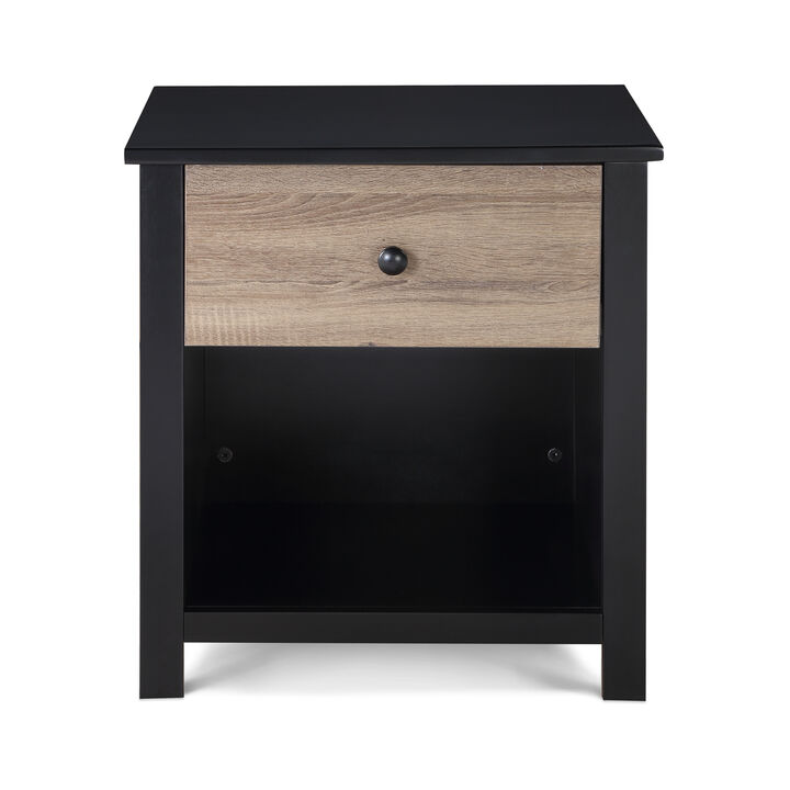 Olive & Opie Connelly Nightstand Black/Vintage Walnut