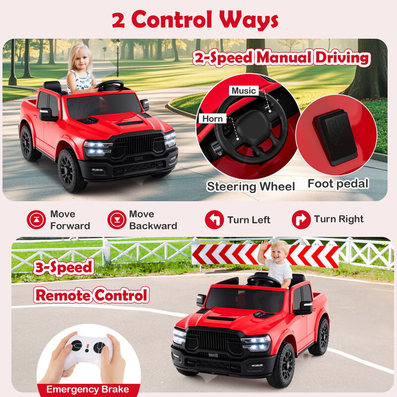 2 Seater Electric Ride On Truck for Big Kids with Remote and Music for Backyard image number 3