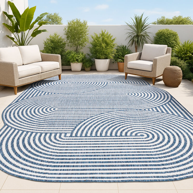 Margot Modern Geometric Arch Stripe Indoor/Outdoor Shaped Area Rug
