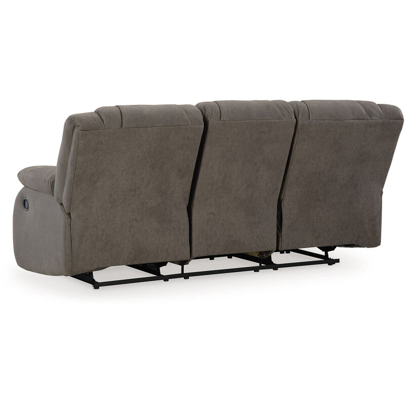 Perth Manual Recliner Sofa, Gray Contrast Stitch Faux Leather 86 Inch image number 4
