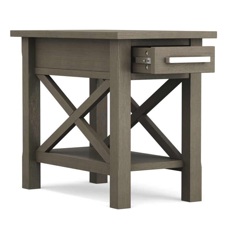 Kitchener SOLID WOOD 14 inch Wide Rectangle Contemporary Narrow Side Table in Farmhouse Grey