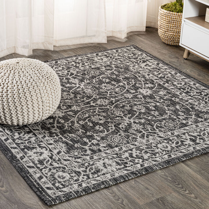 Palazzo Vine and Border Textured Weave Square Indoor/Outdoor Area Rug