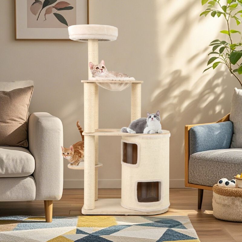 Cat Tree Tower with 2-Story Condo, Scratching Posts & Climbing Perches